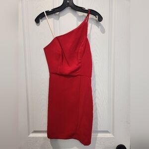 nwt bcbg red one shoulder mini dress